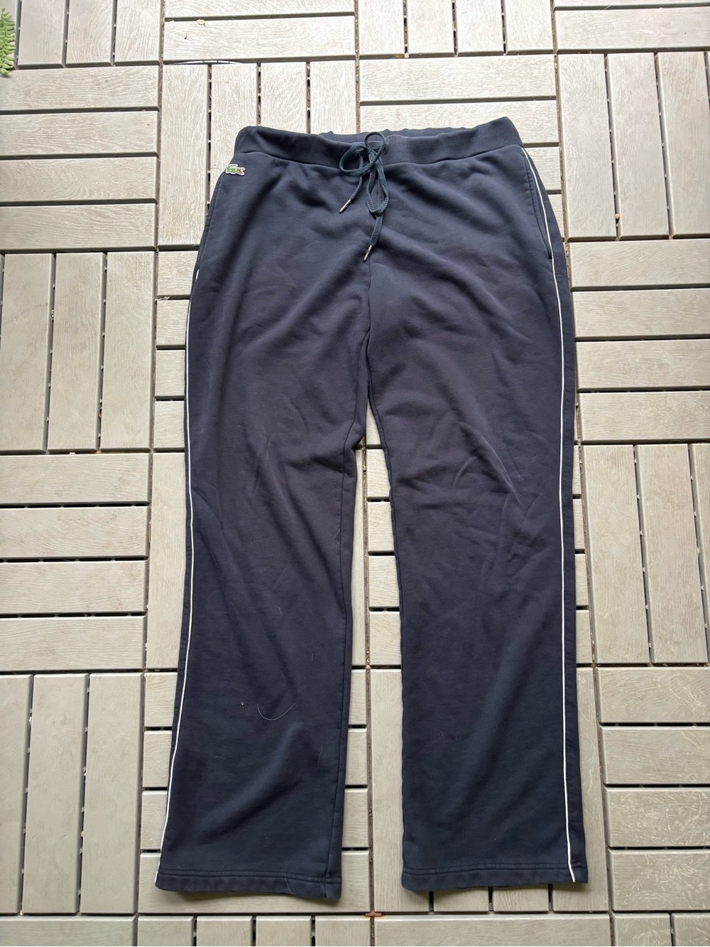 Lacoste Black Sweatpants with White Piping